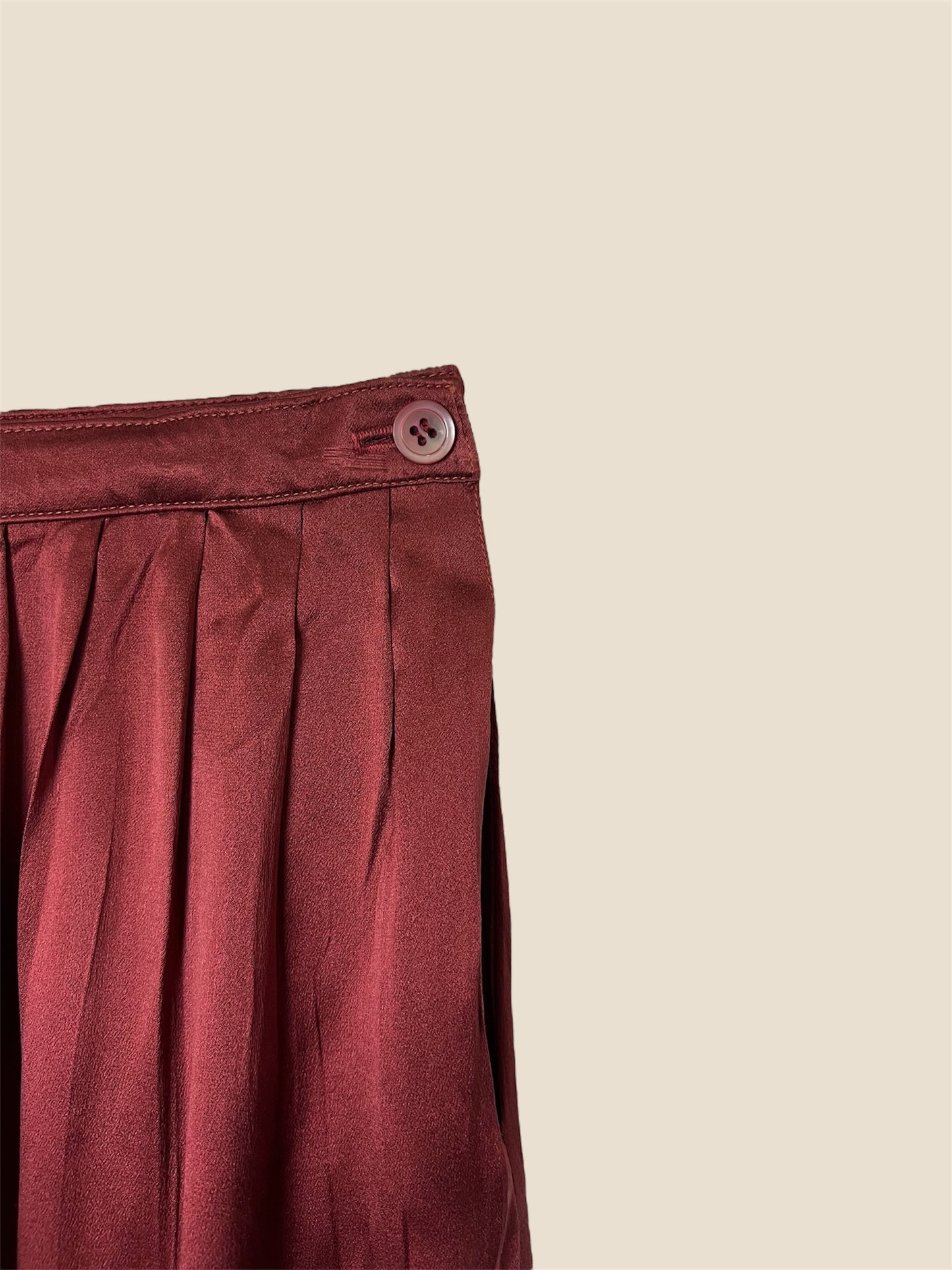 Vintage 100% Silk Burgundy Maxi Skirt