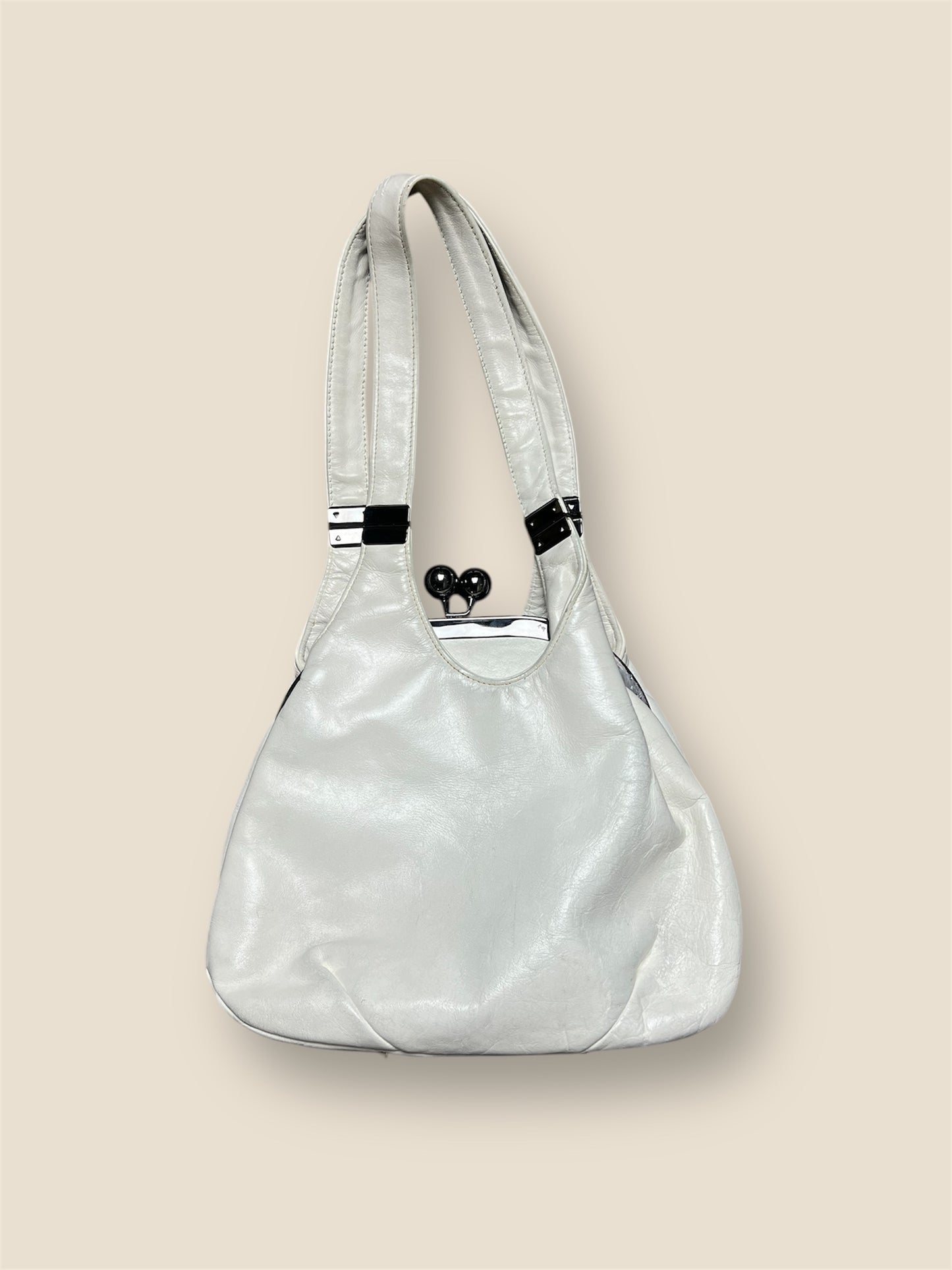 Y2K White Leather Handbag