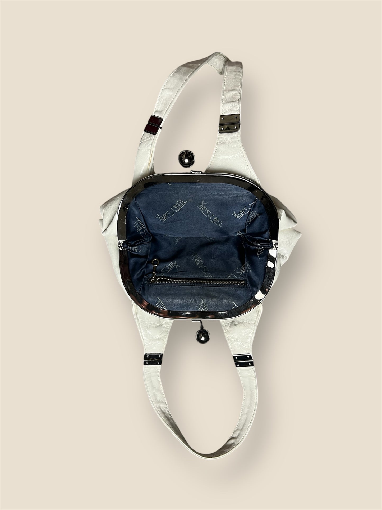 Y2K White Leather Handbag