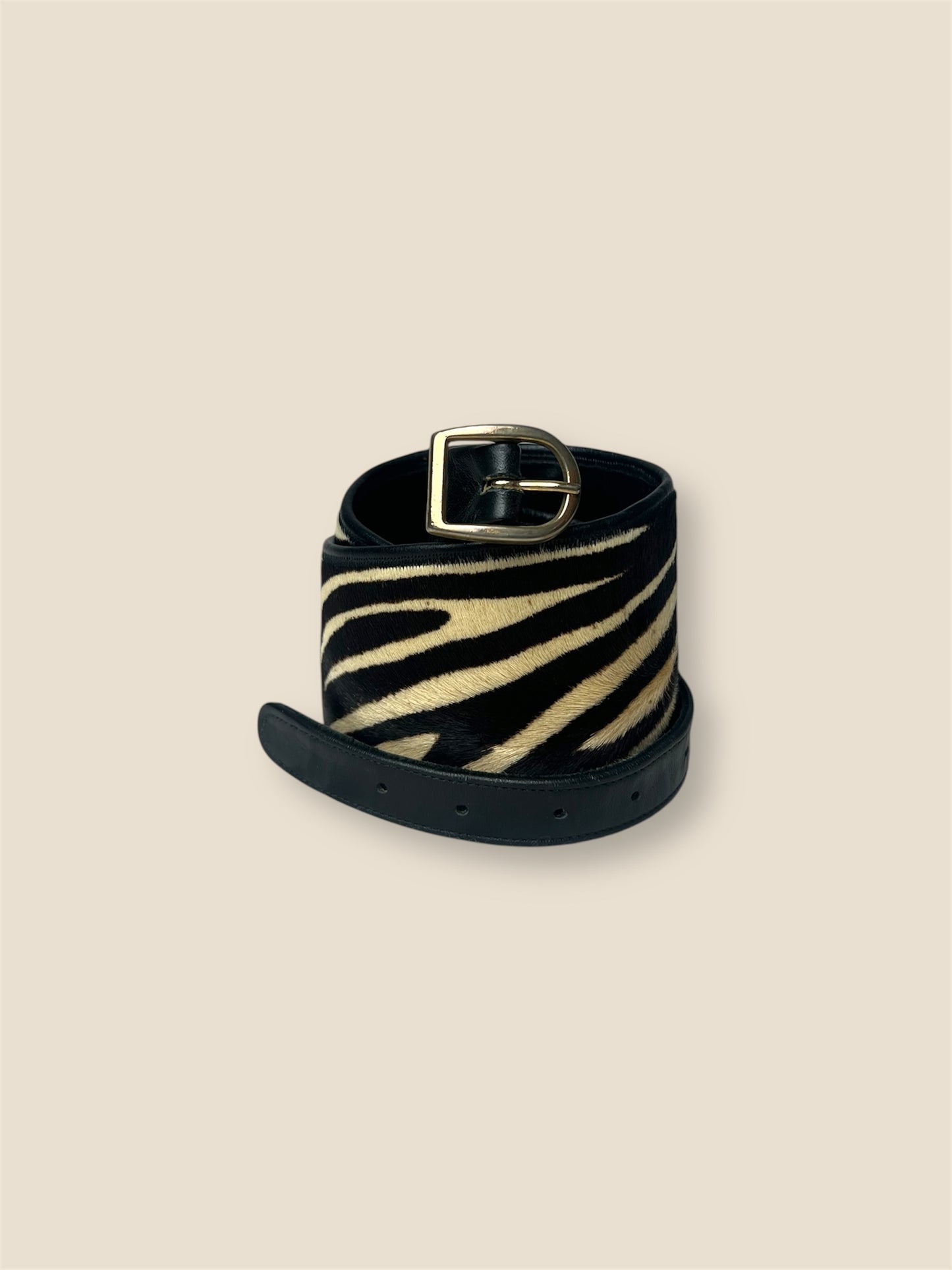 Vintage Zebra Print Leather Belt