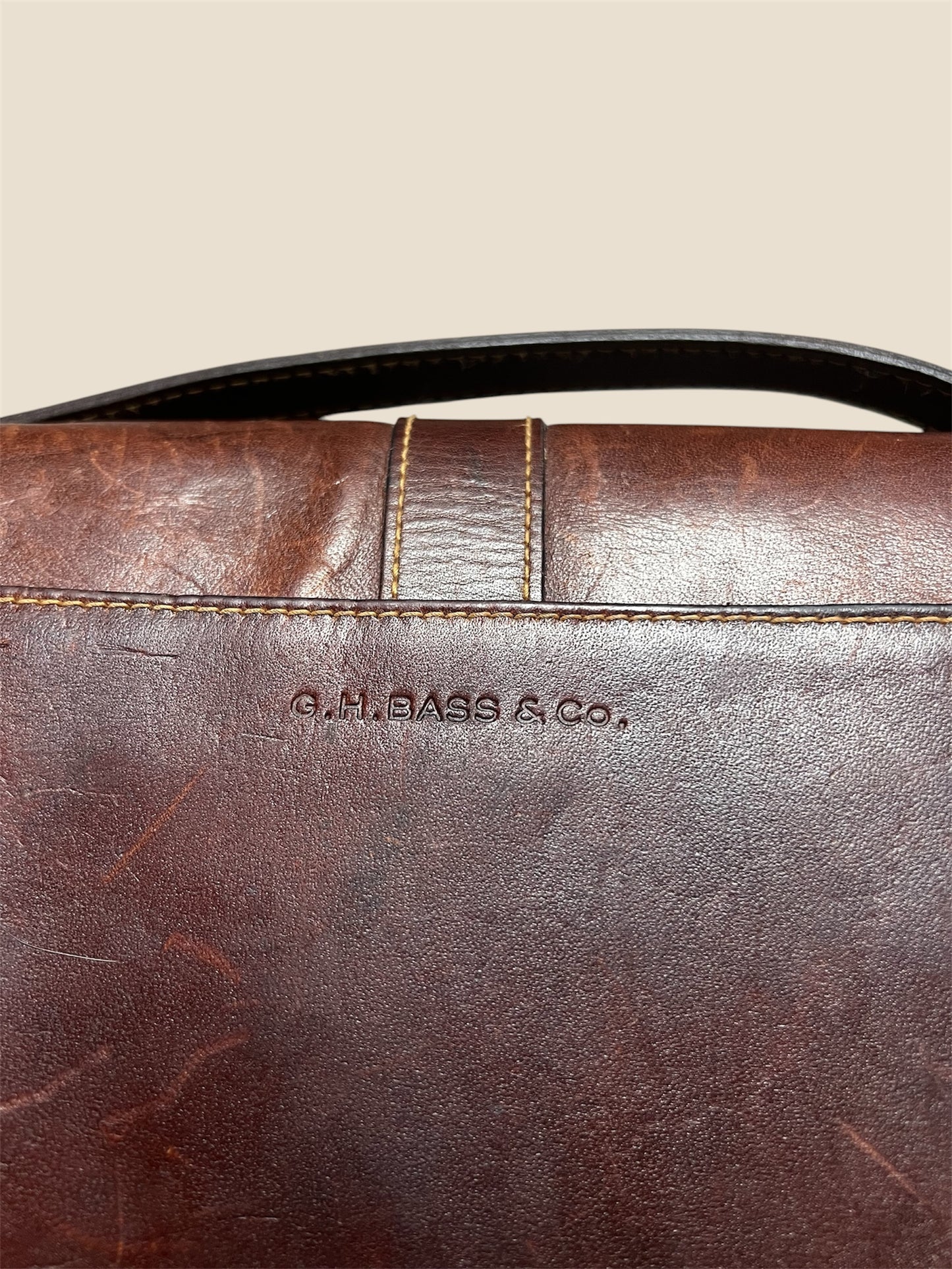 Vintage Weathered Leather GH Bass & Co. Bag