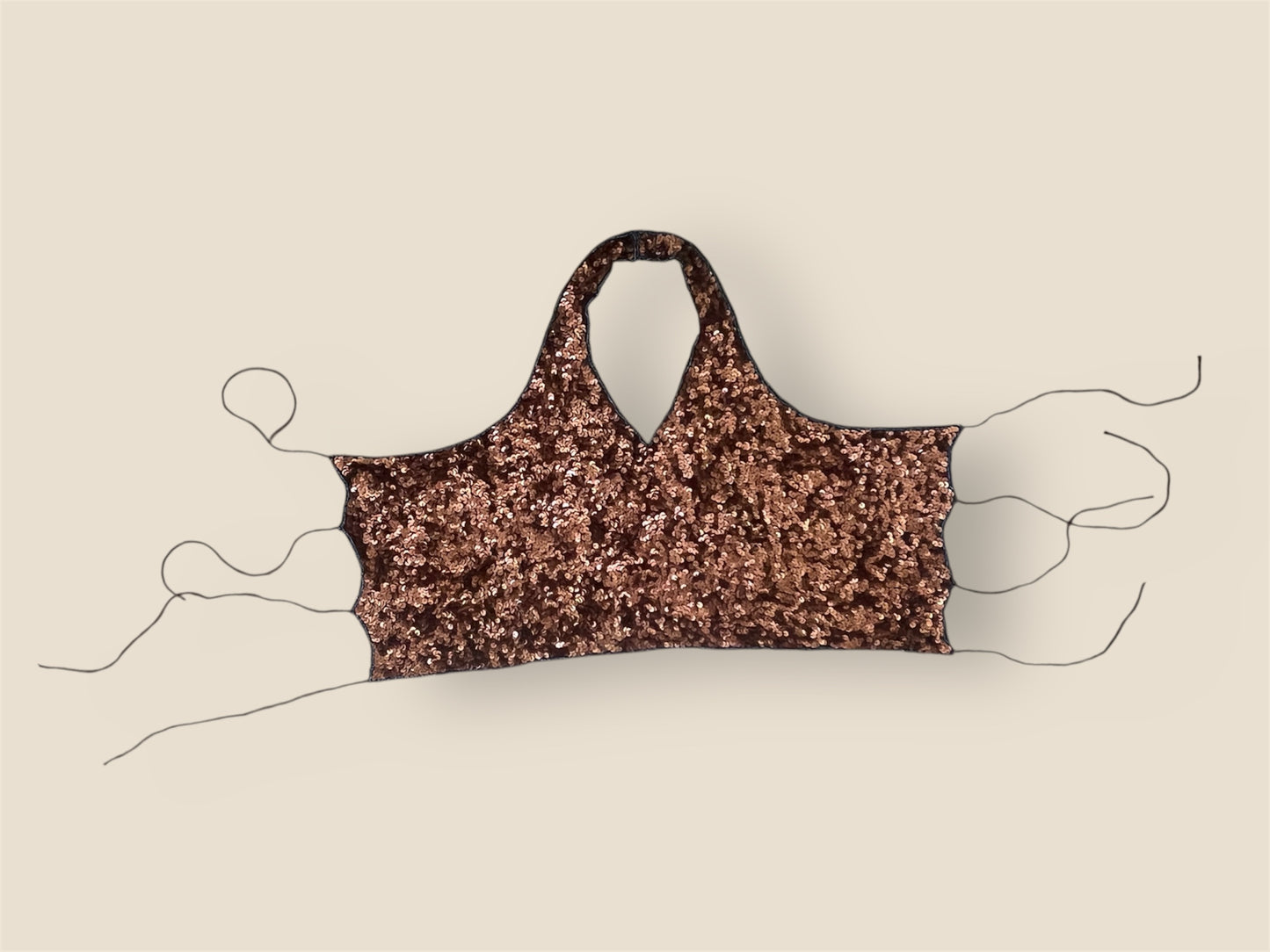 Vintage Y2K Bronze Sequin Halter Top