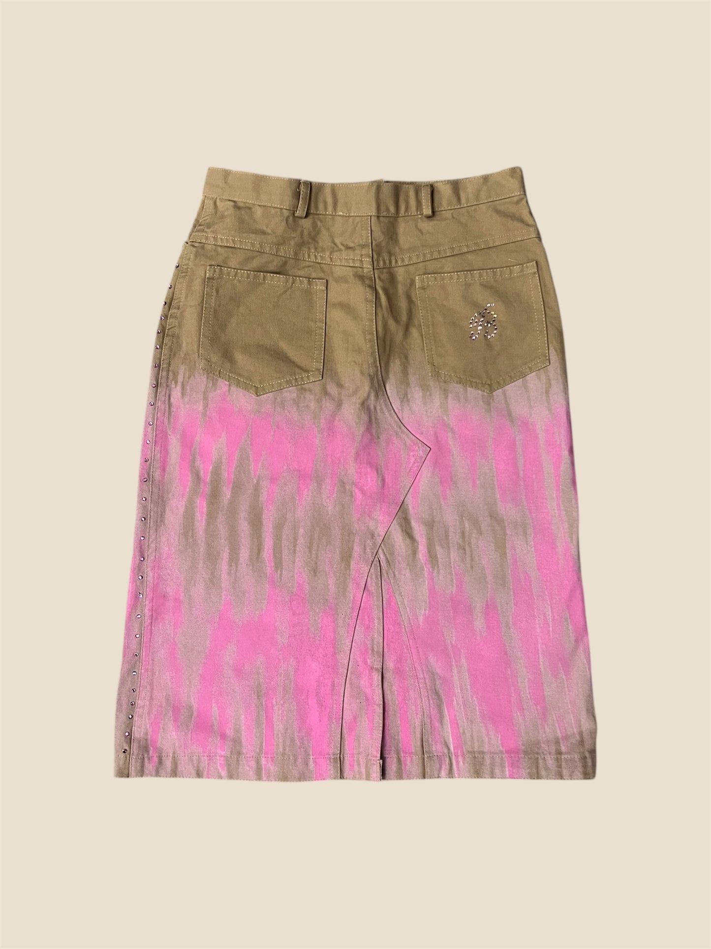 Miss Blumarine Pink Denim Tie Dye Skirt