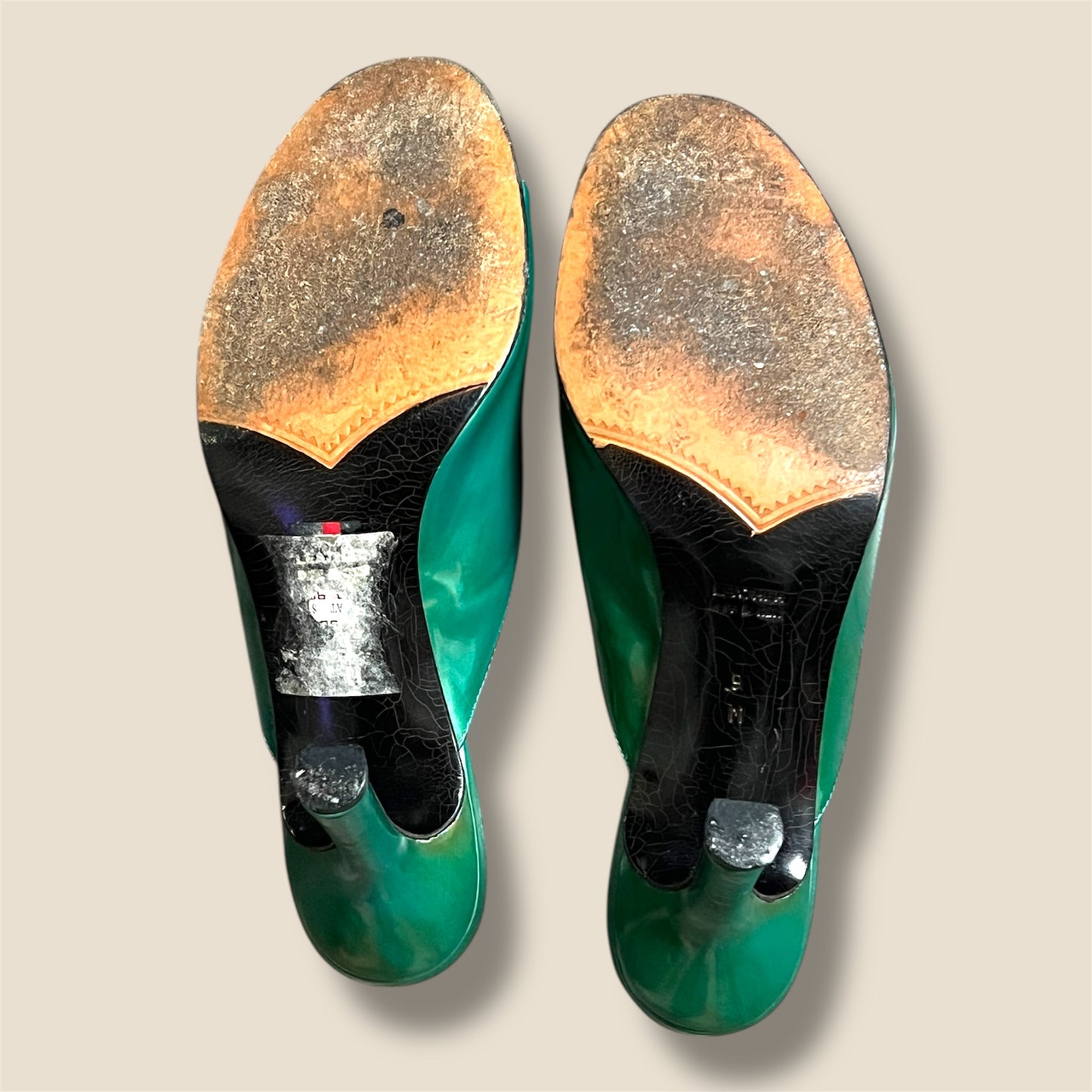 Vintage Green Patent Leather YSL Sandals