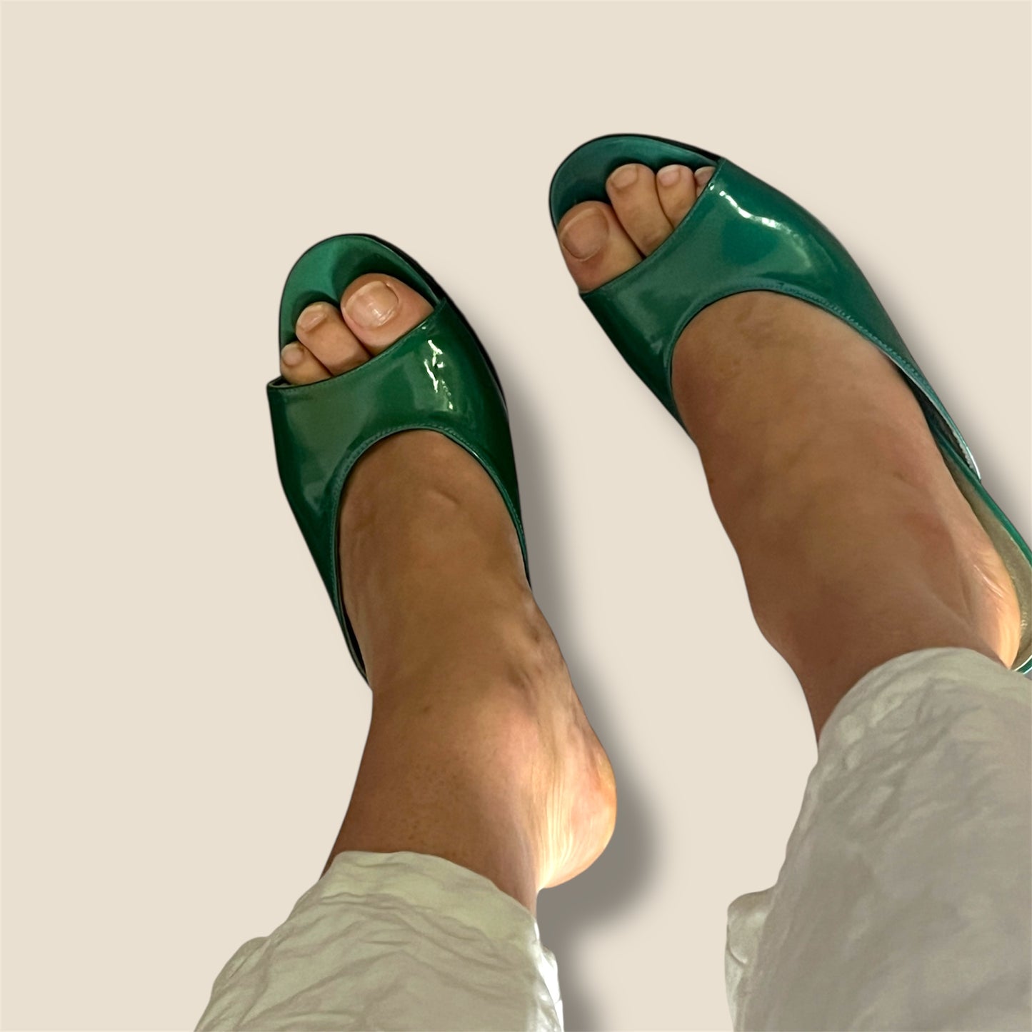 Vintage Green Patent Leather YSL Sandals