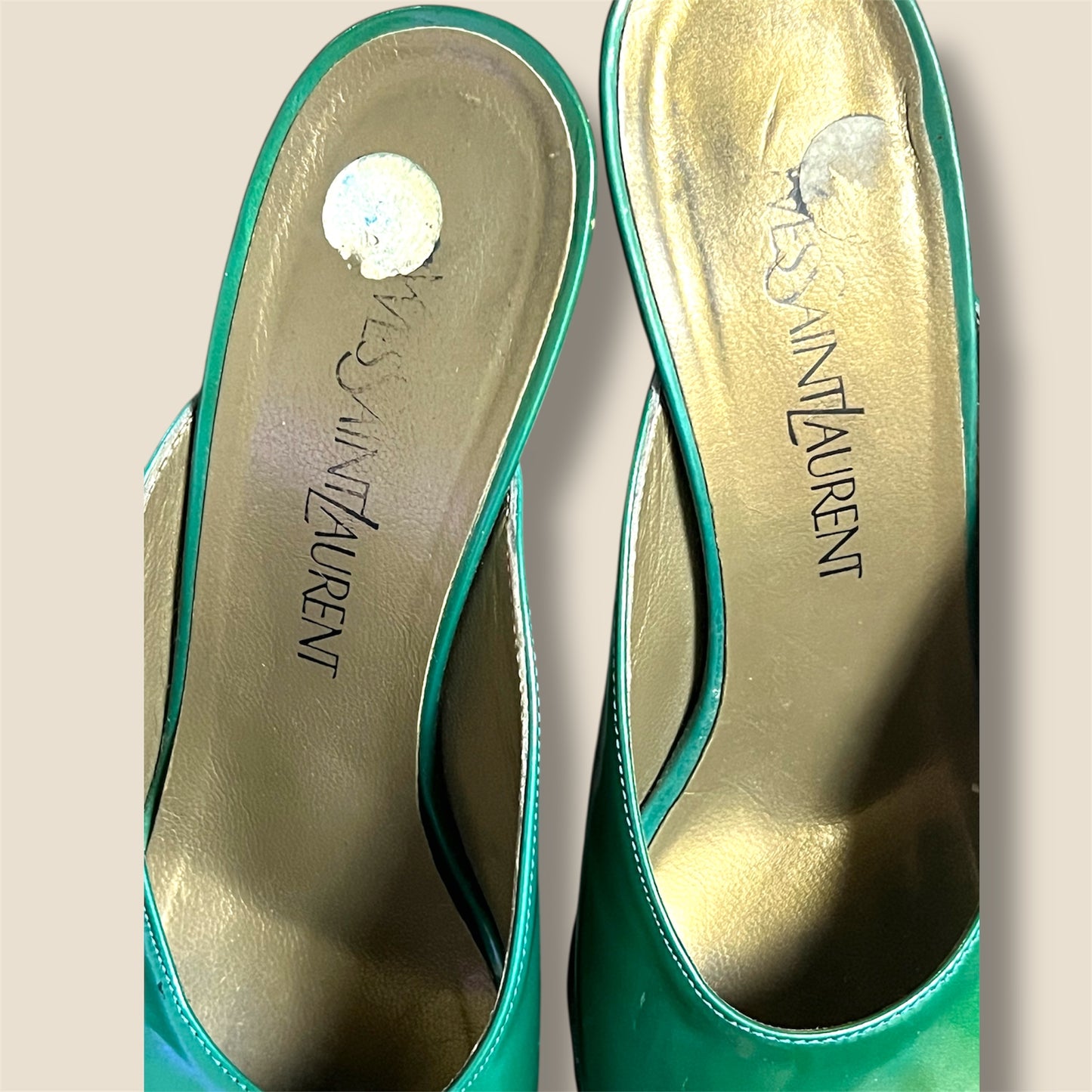 Vintage Green Patent Leather YSL Sandals