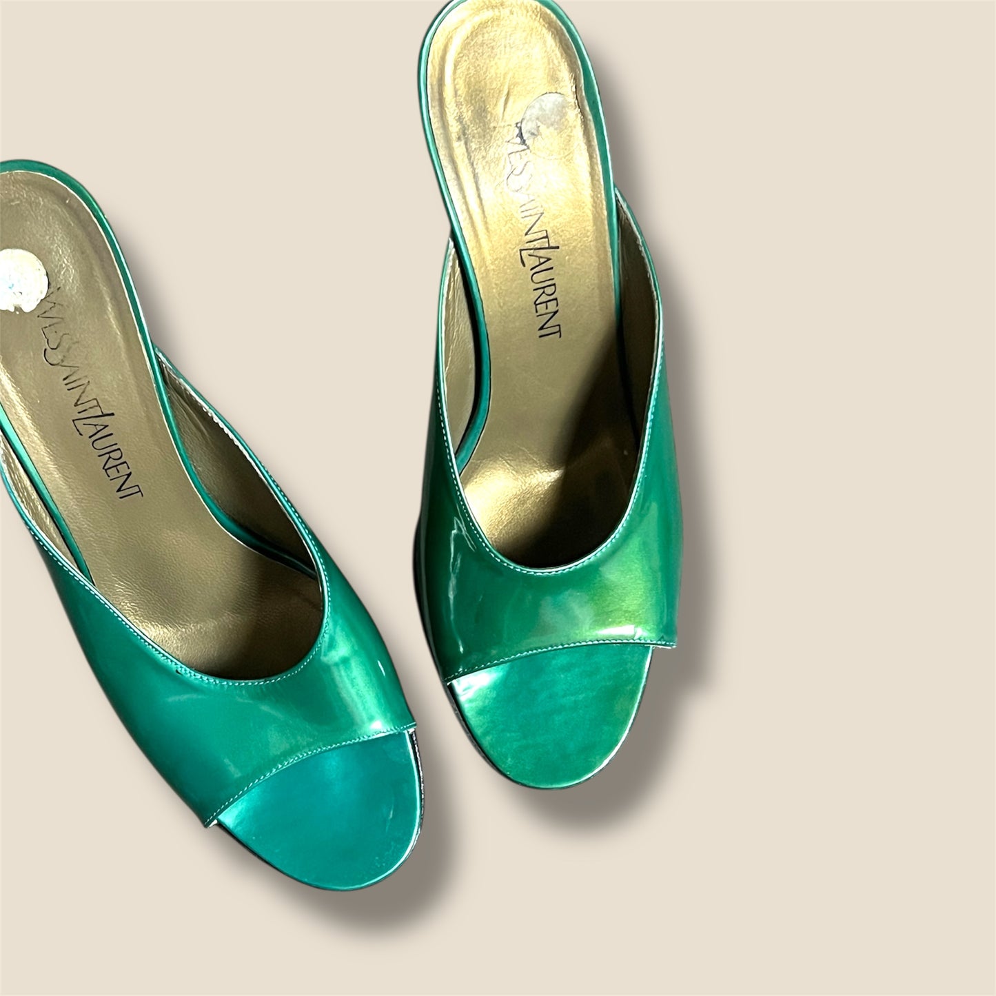 Vintage Green Patent Leather YSL Sandals