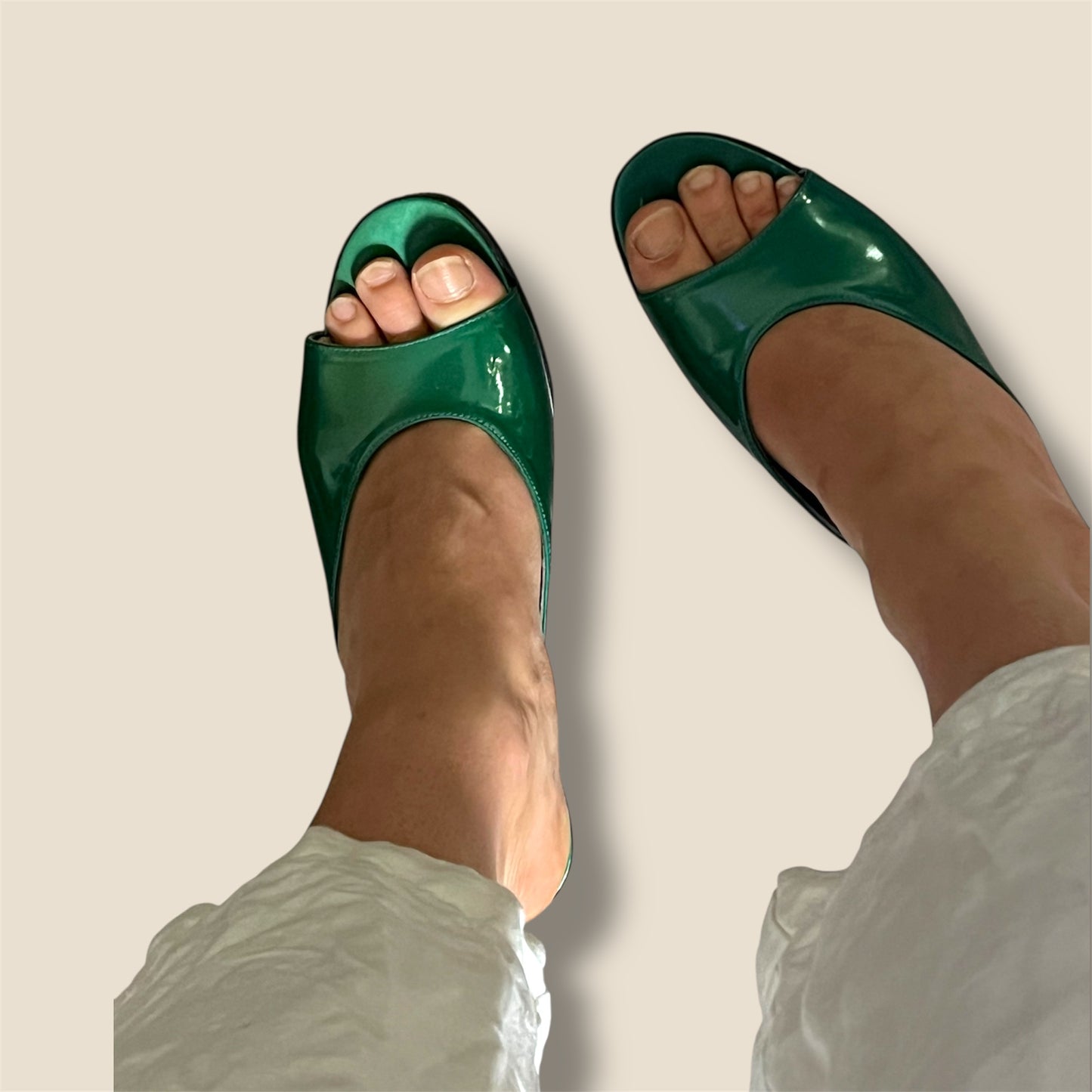 Vintage Green Patent Leather YSL Sandals