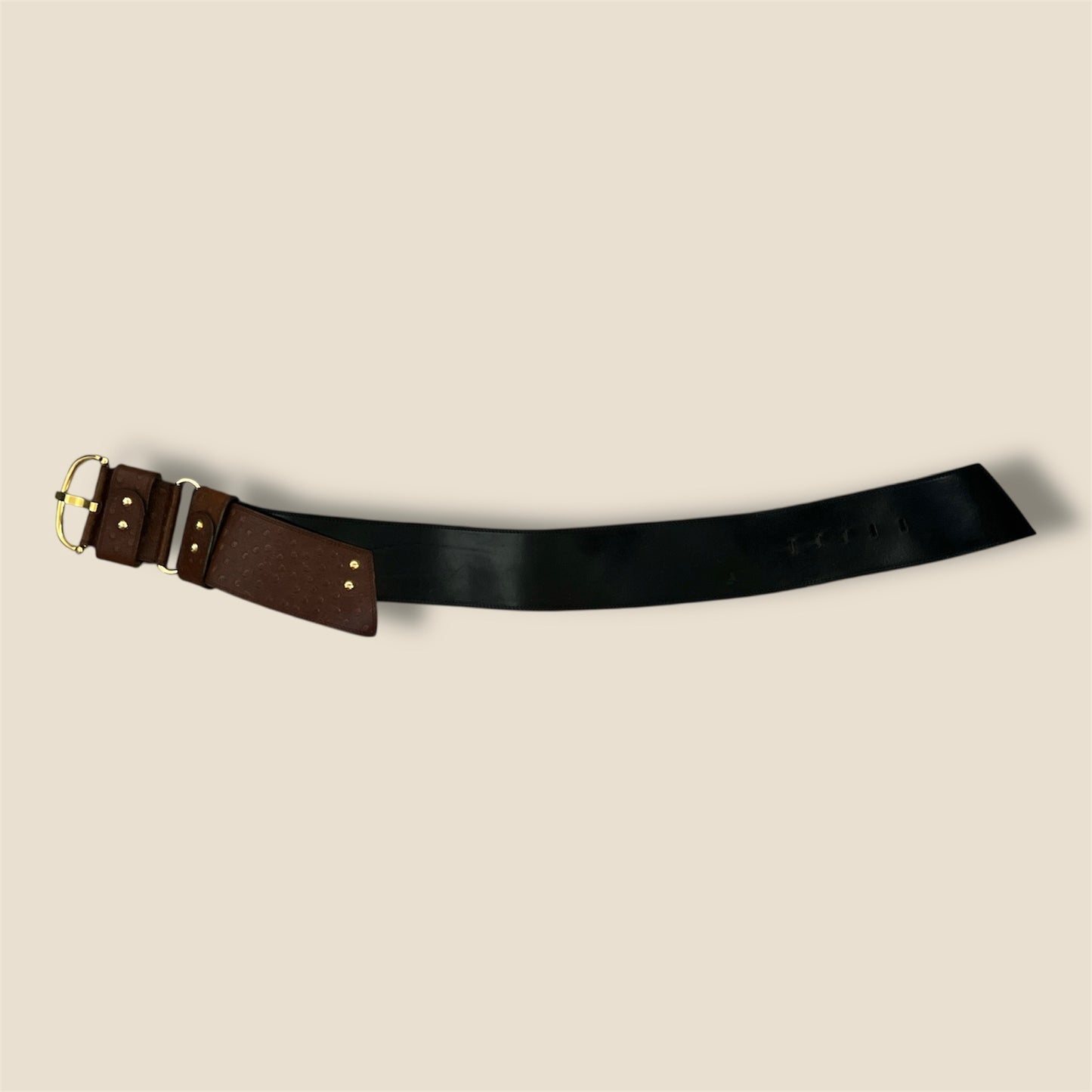 Vintage Extra Wide Adoppia Vita Two Tone Leather Belt