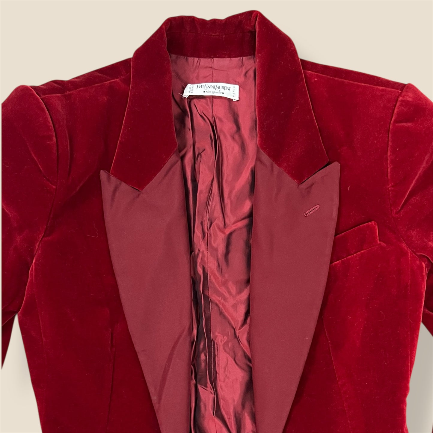 Vintage YSL Yves Saint Laurent Deep Red Velvet Blazer Size 36 XS/S