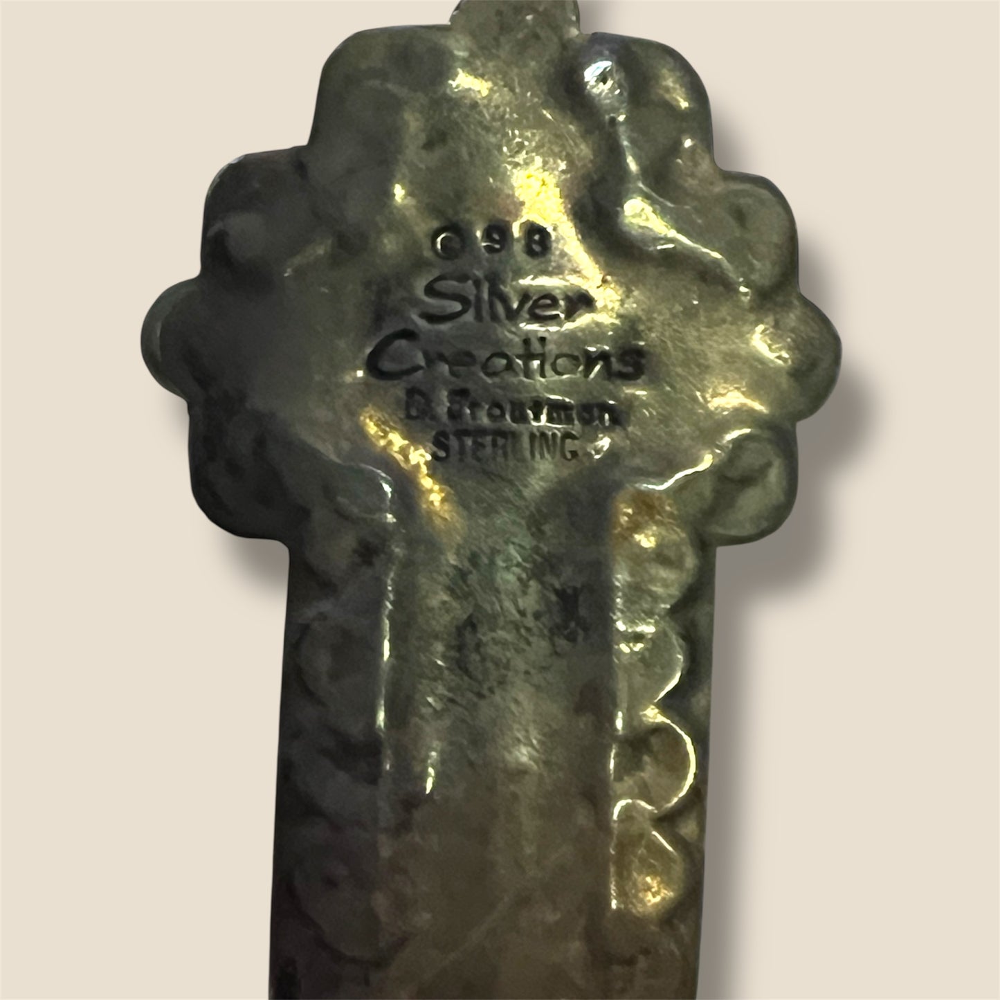 David Troutman Navajo Turquoise and Amethyst Sterling Silver Cross Pendant & Necklace