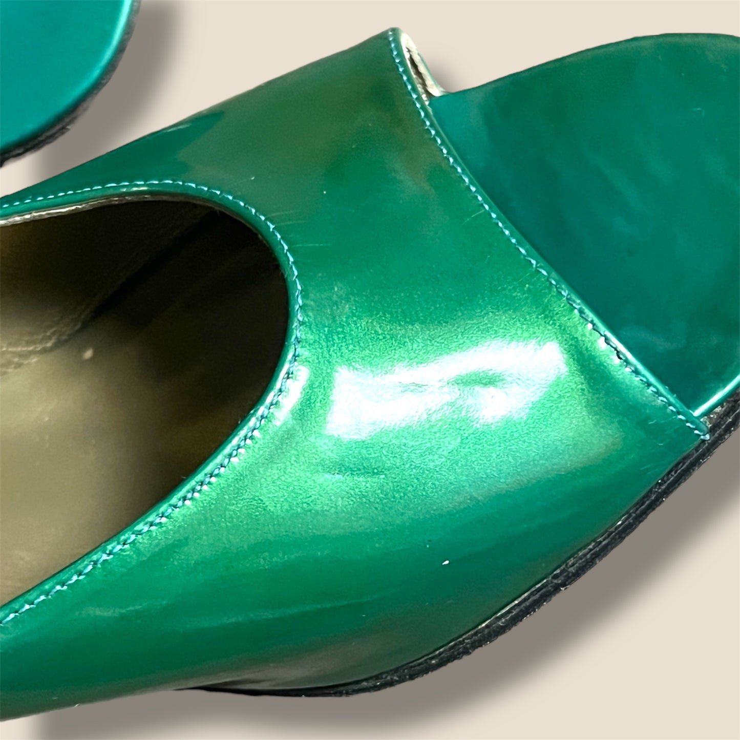 Vintage Green Patent Leather YSL Sandals