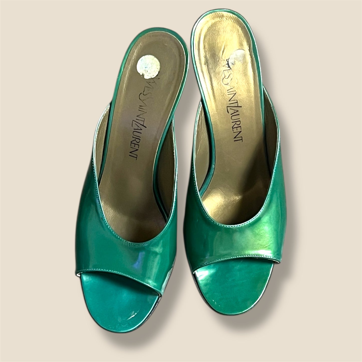 Vintage Green Patent Leather YSL Sandals