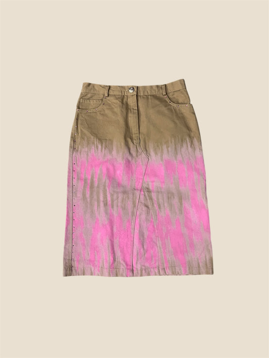 Miss Blumarine Pink Denim Tie Dye Skirt