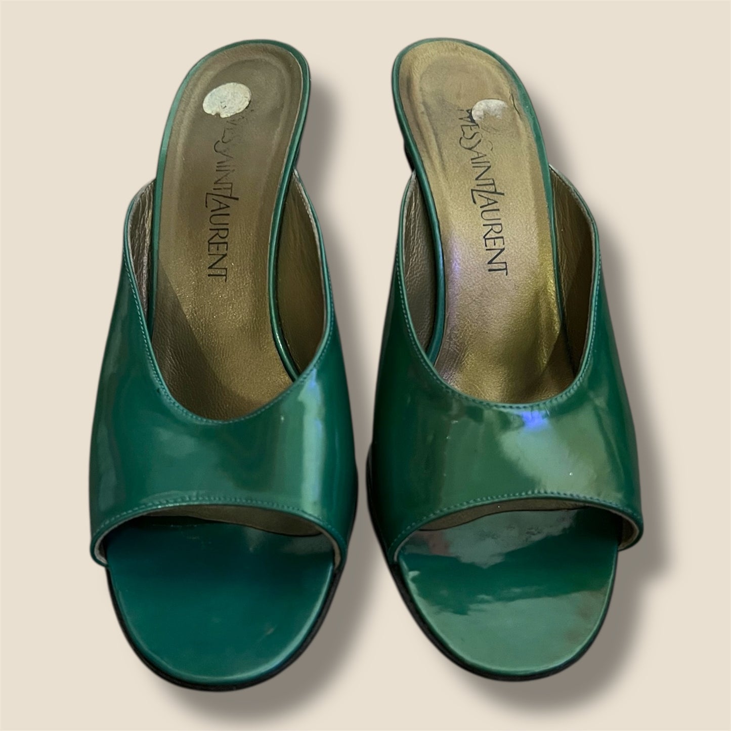 Vintage Green Patent Leather YSL Sandals